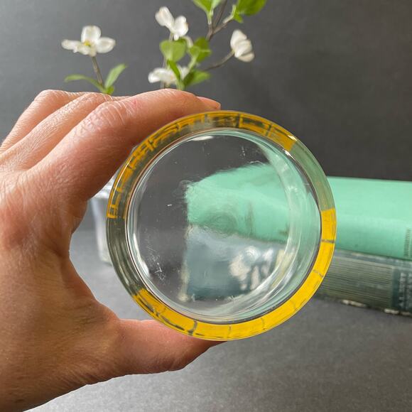 Vintage Clear Yellow Printed Lemonade Glass Large - Picture 7 of 8